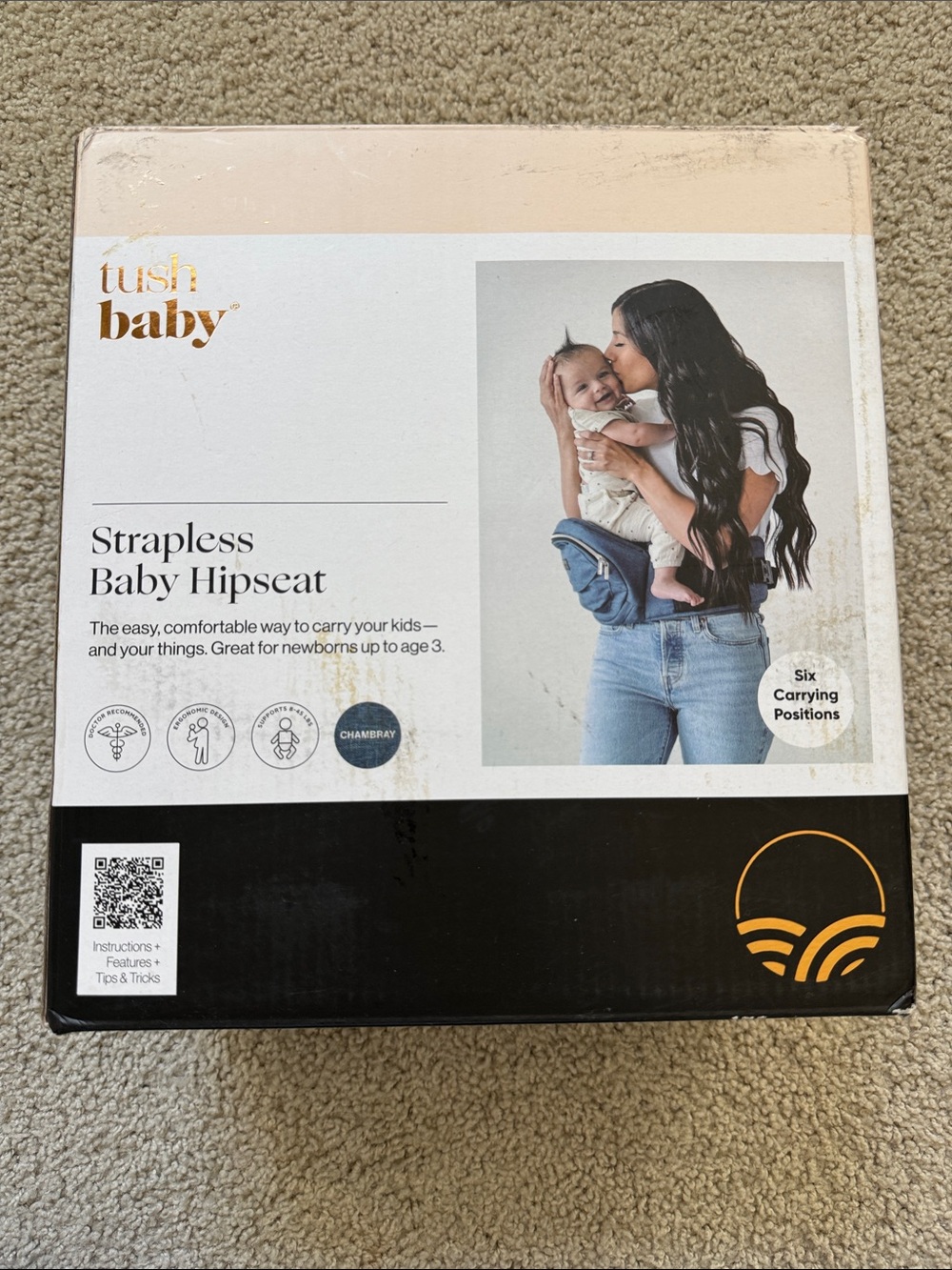 Tushbaby Strapless Baby Hipseat in Chambray
